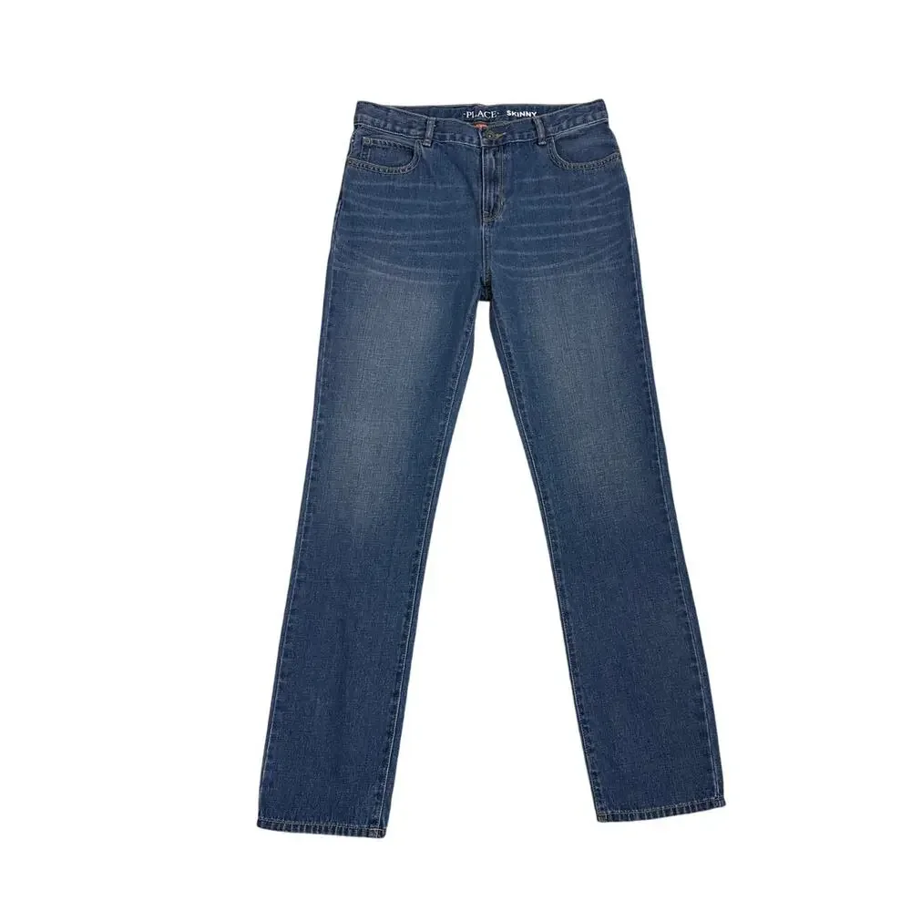 Children's Place Adjustable Waist Denim Blue Skinny Jeans Size Youth Boy's 16
